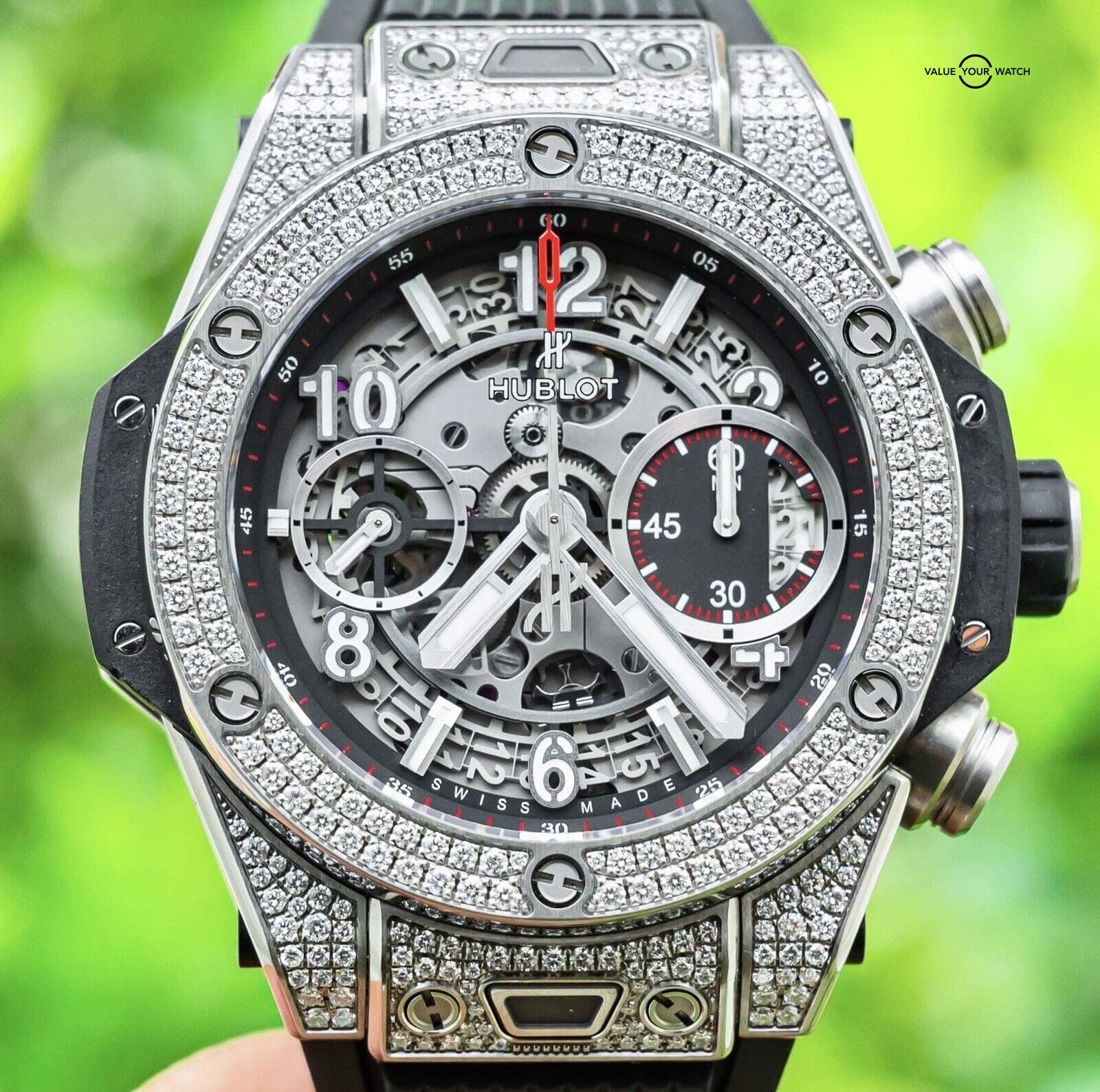 Hublot Big Bang Unico Titanium Pave Diamonds 42 mm $35K MSRP 441.NX.1170.RX.1704