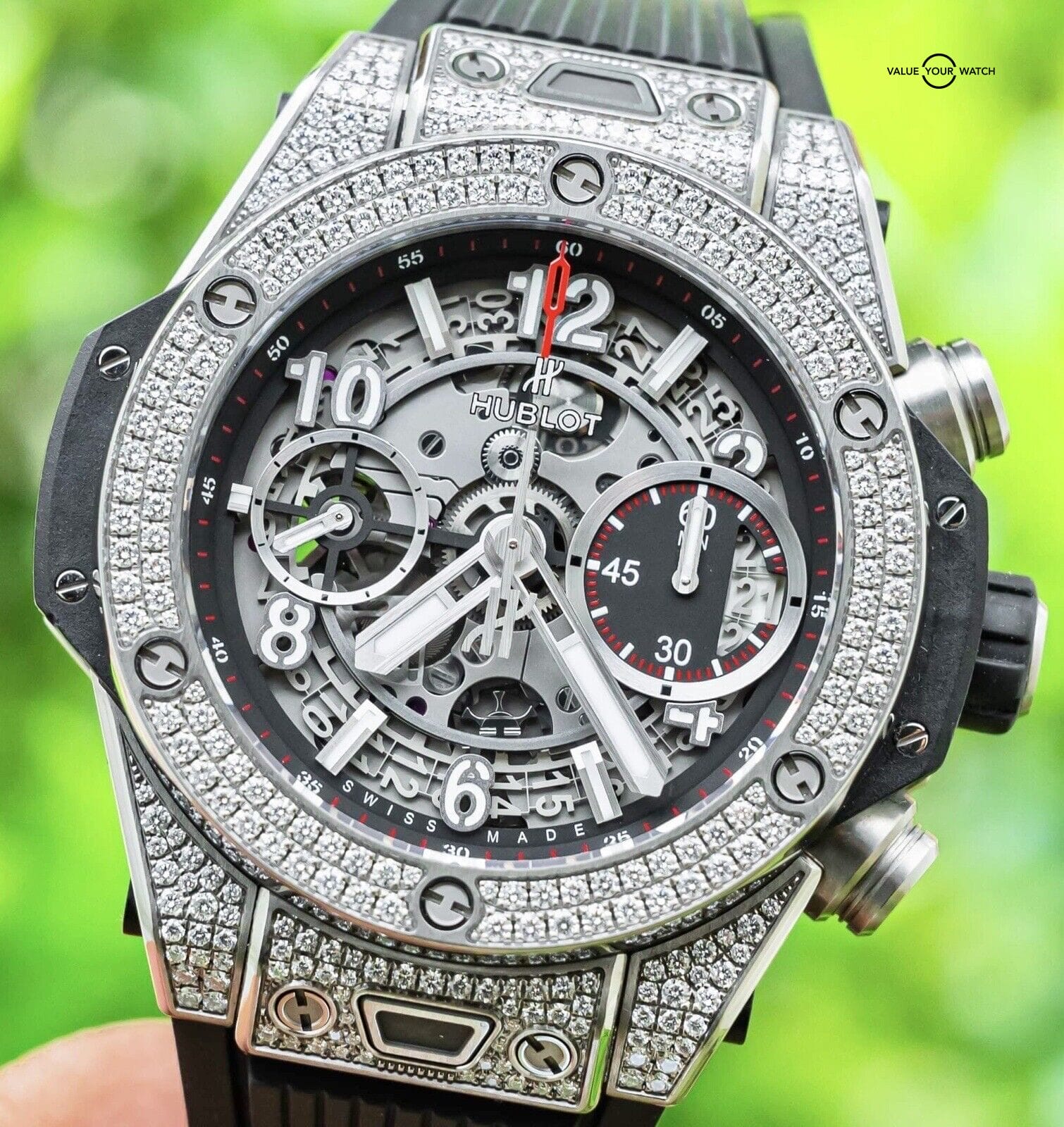 バット T. MAEDA Excellent Balance BWT-1211 Hublot Big Bang Unico Titanium Pave Diamonds 42 mm $35K MSRP