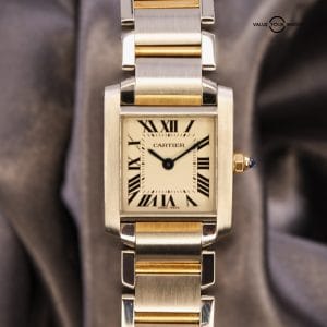 Ladies Two Tone Cartier Tank Francaise White Dial MSRP $9,600 Ref. 2384