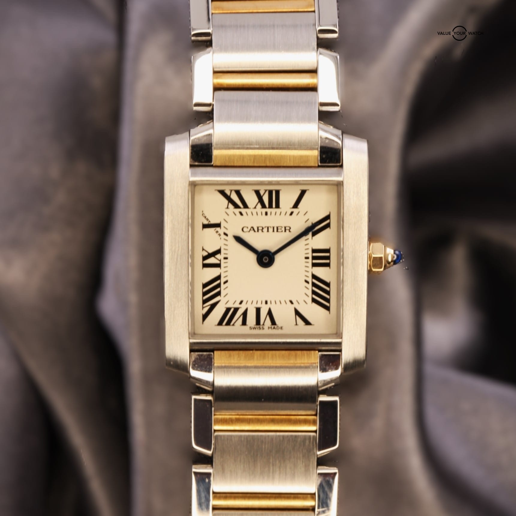 Ladies Two Tone Cartier Tank Francaise White Dial MSRP 9 600 Ref. 2384 Value Your Watch