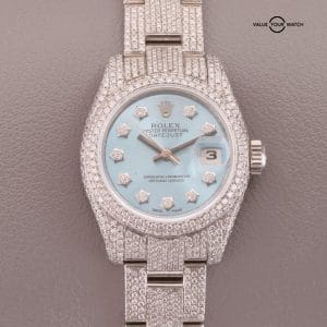 Rolex Custom Diamond Set Ladies Datejust Blue Dial – 179160