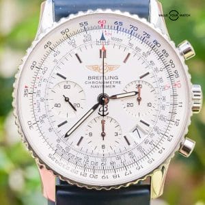 Breitling Navitimer 42 Silver Dial Blue Rubber Box Chronograph Automatic A23322