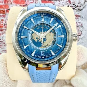 Omega Seamaster Aqua Terra 150M Co‑Axial Master Chronometer GMT Worldtimer 75th Anniversary “Summer Blue” Edition – 43mm – 220.12.43.22.03.002 – Full Set