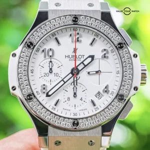 Hublot Big Bang 41 Steel White Diamonds $16K MSRP Papers FACTORY White Dial