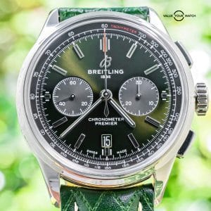 Breitling Premier B01 Chronograph 42 Bentley Green $9K MSRP Complete Box AB0118