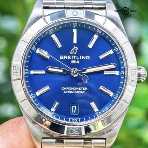 Breitling Chronomat Automatic 36 Blue Dial Box Stainless Steel Rouleaux A10380