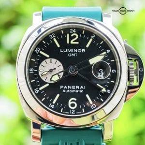 Panerai 88 Luminor GMT Black Dial Boxes Turoquise Rubber Automatic PAM00088