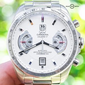 Tag Heuer Grand Carrera Calibre 17 Silver Dial $7K MSRP Boxes CAV511B.BA0902