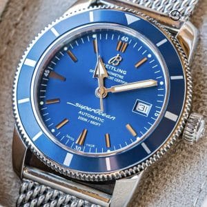 Breitling Superocean Heritage 42 Blue Dial Mesh Bracelet Boxes Steel A17321