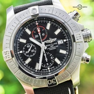 Breitling Super Avenger Chronograph 48 mm Black Dial Boxes Papers Leather A13375