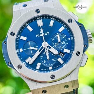 Hublot Big Bang 44 Original Steel Blue Boxes Alligator Leather 301.SX.7170.LR