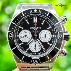 Breitling Super Chronomat B01 44 Black Dial $10K MSRP Boxes Bracelet AB0136