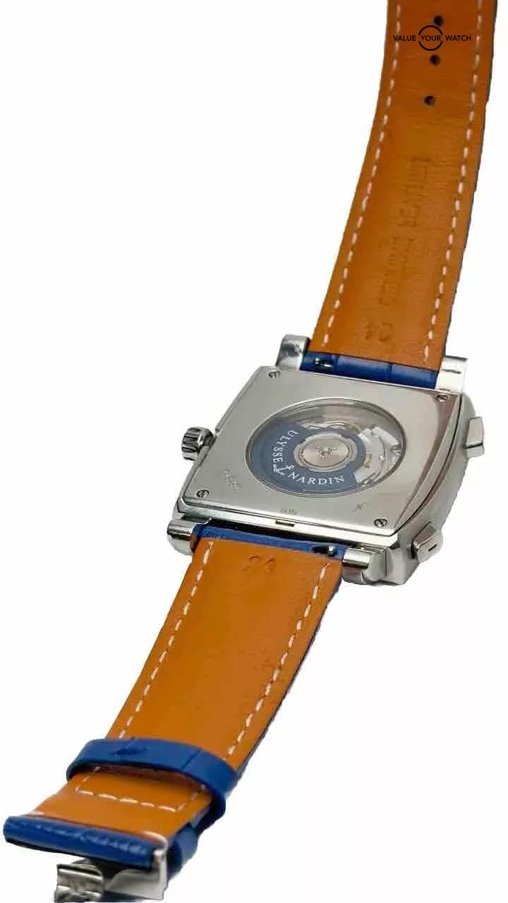 ULYSSE NARDIN QUADRATO DUAL-TIME 243-92 WRISTWATCH STAINLESS STEEL BOX NO.1639 - Image 4