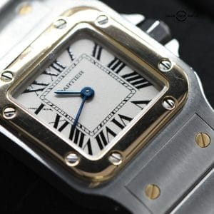 Cartier Santos Galbée White Roman Dial S/Steel 18k Y/Gold Quartz 24mm x 35mm 1567 (1994)