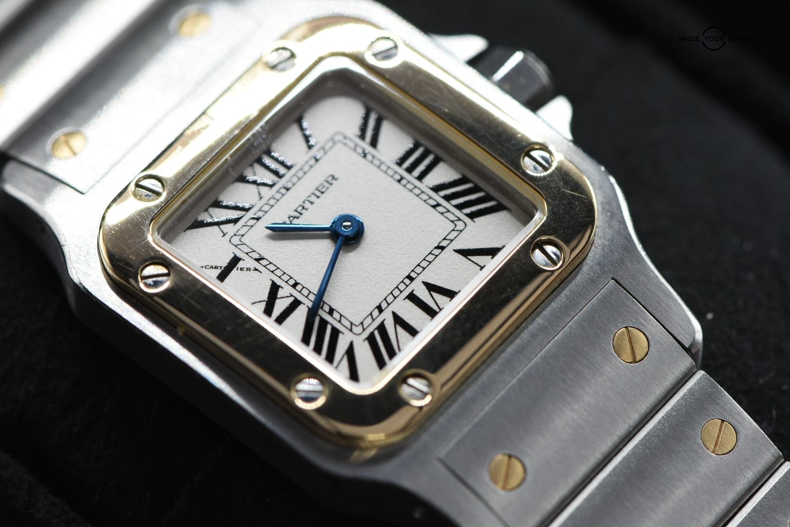 Cartier Santos Galbée White Roman Dial S/Steel 18k Y/Gold Quartz 24mm x 35mm 1567 (1994)