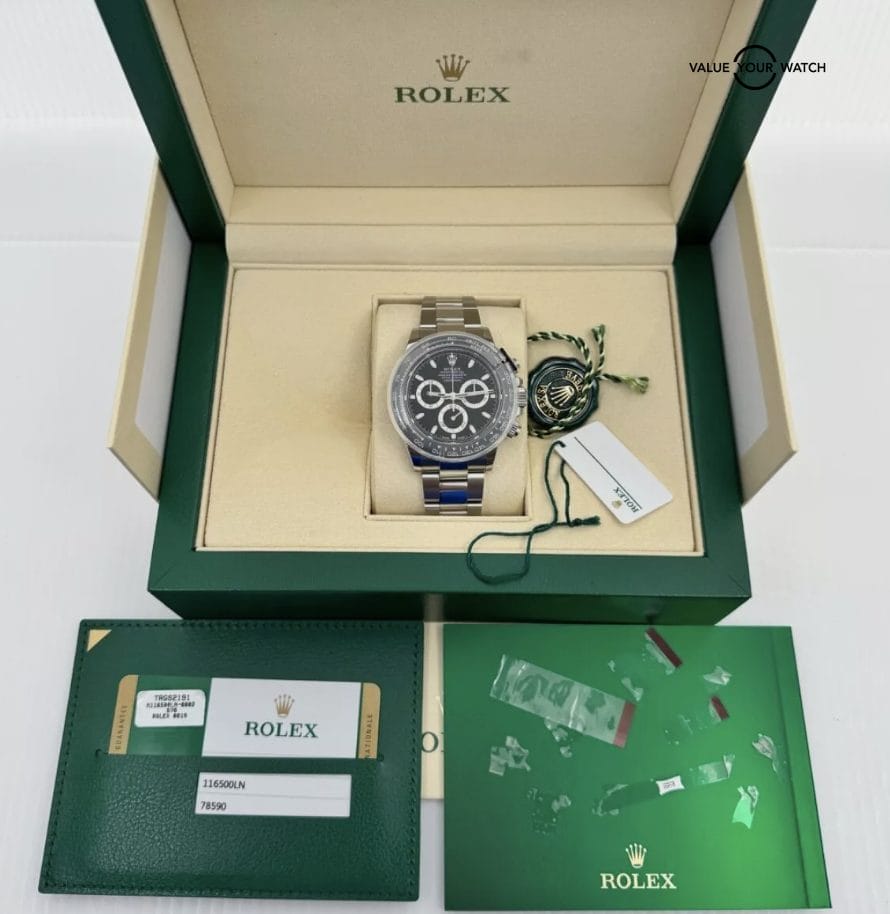 New Old Stock Stickers Black Dial Steel Ceramic Bezel 116500LN Daytona PAPERS