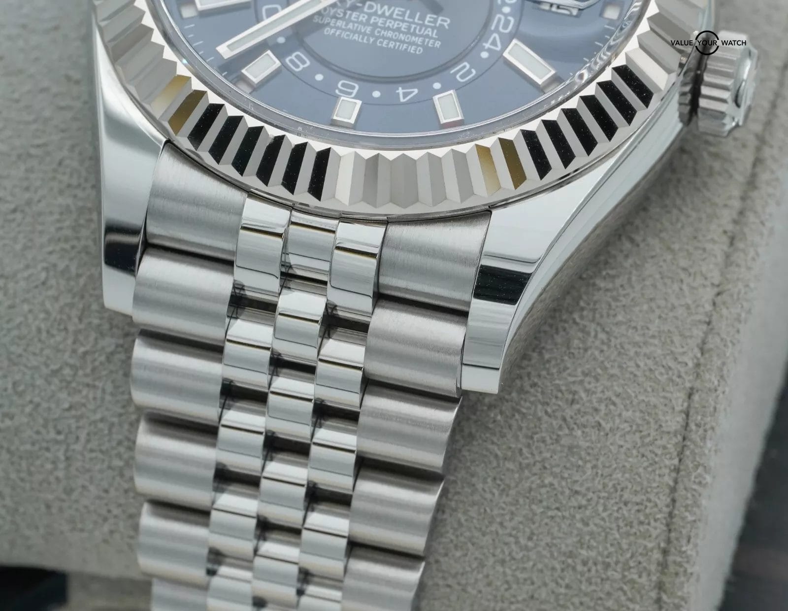 2022 Rolex Sky-Dweller Blue Dial Jubilee Stainless Steel White Gold BOXES/PAPERS - Image 11