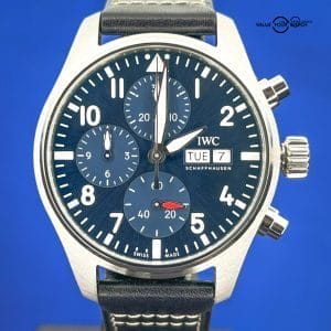 IWC Pilot’s Blue Dial Chronograph Men’s Watch Box and Papers – IW388101