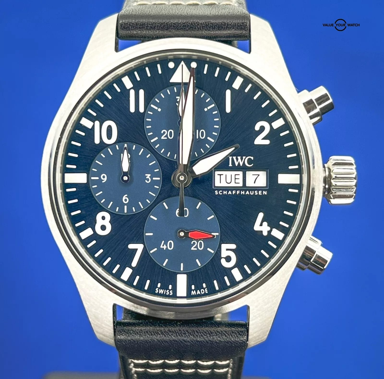IWC Pilot's Blue Dial Chronograph Men's Watch Box and Papers - IW388101