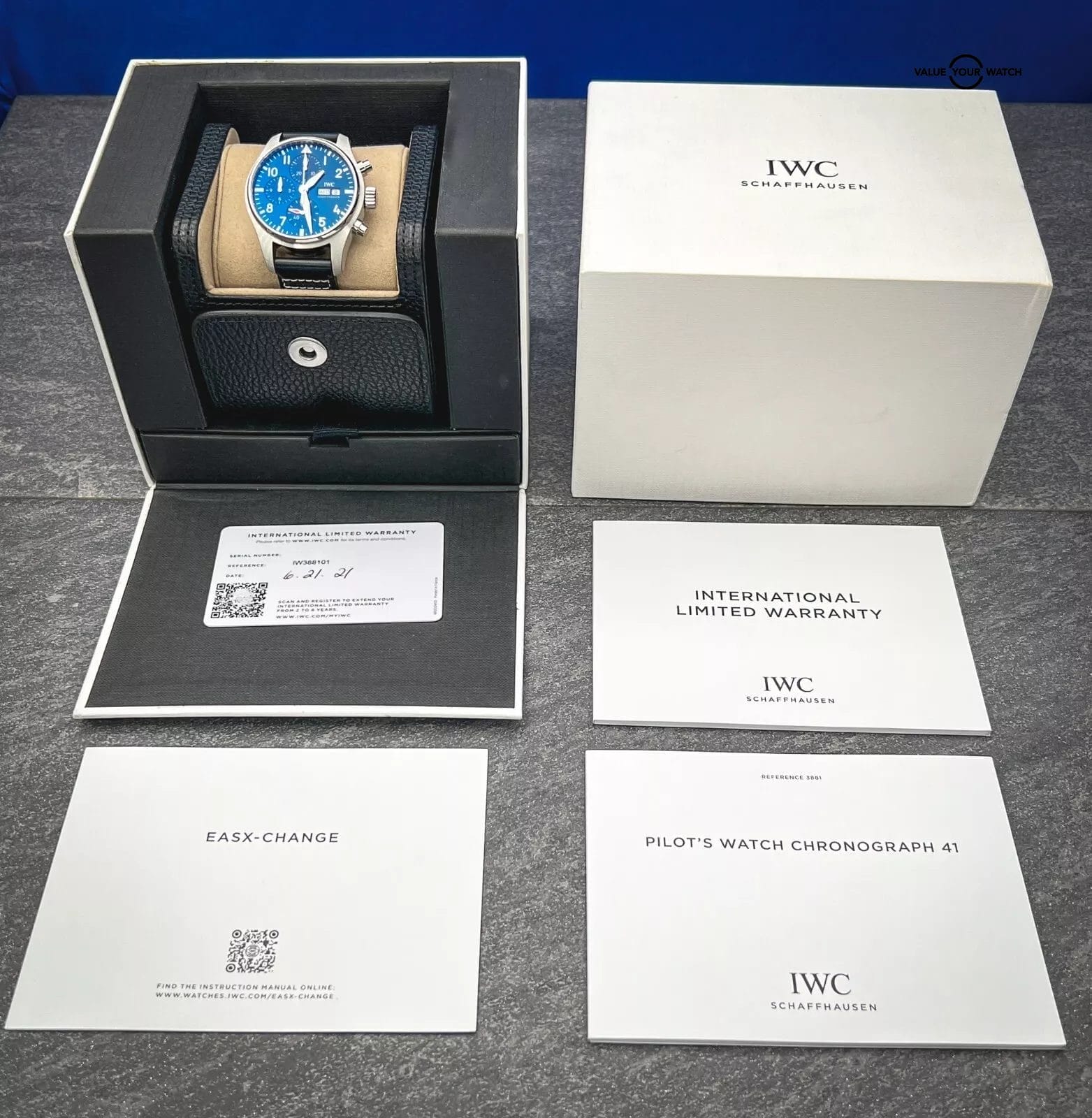 IWC Pilot's Blue Dial Chronograph Men's Watch Box and Papers - IW388101 - Image 3