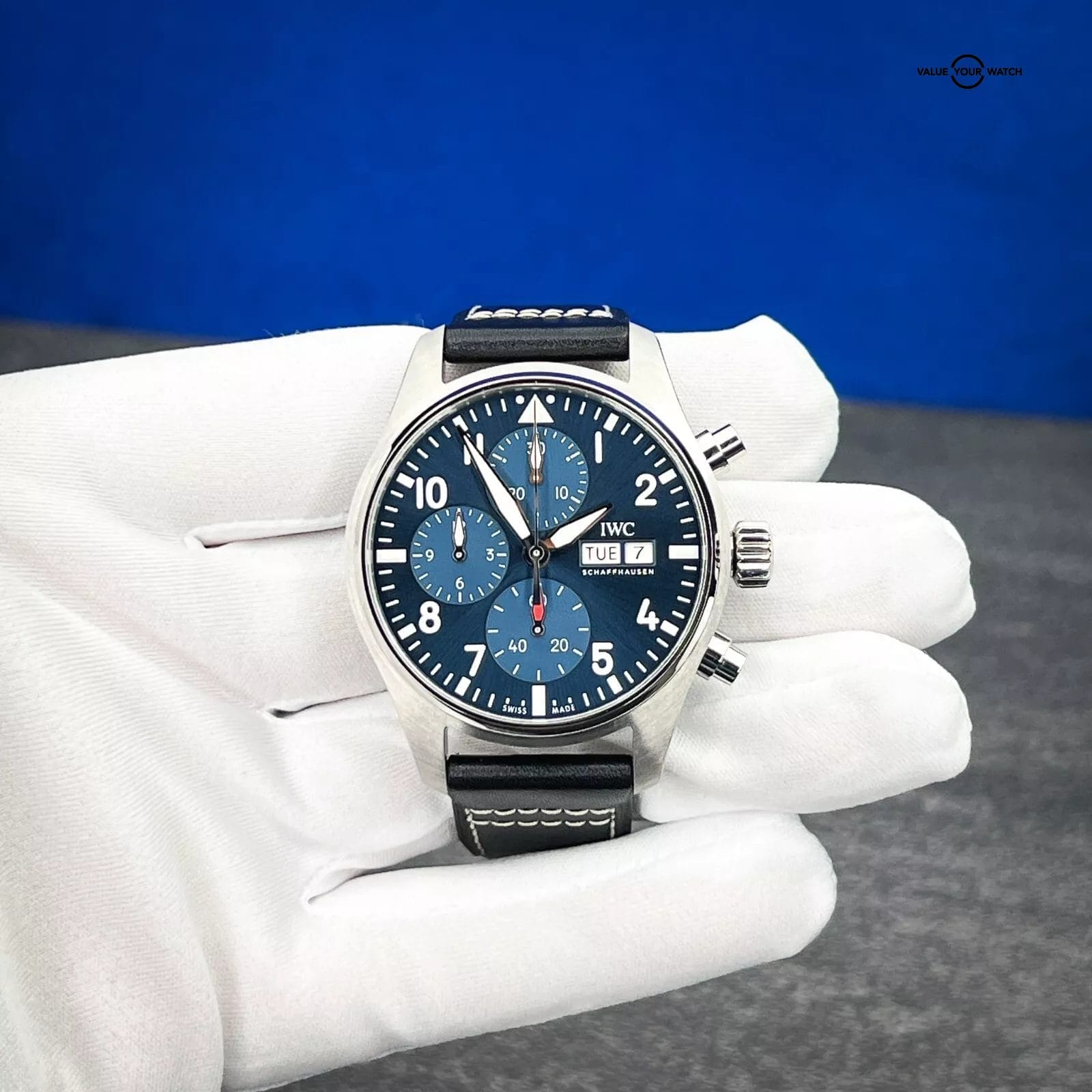 IWC Pilot's Blue Dial Chronograph Men's Watch Box and Papers - IW388101 - Image 5