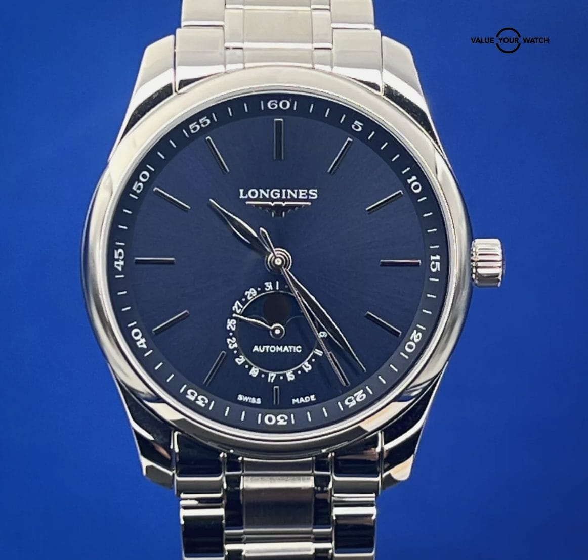 Longines Master Moonphase Sunray Blue Men's Watch 40mm L2.909.4.92.6 - Image 6