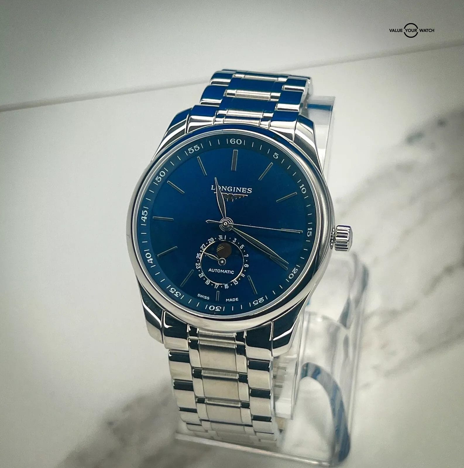 Longines Master Moonphase Sunray Blue Men's Watch 40mm L2.909.4.92.6 - Image 11