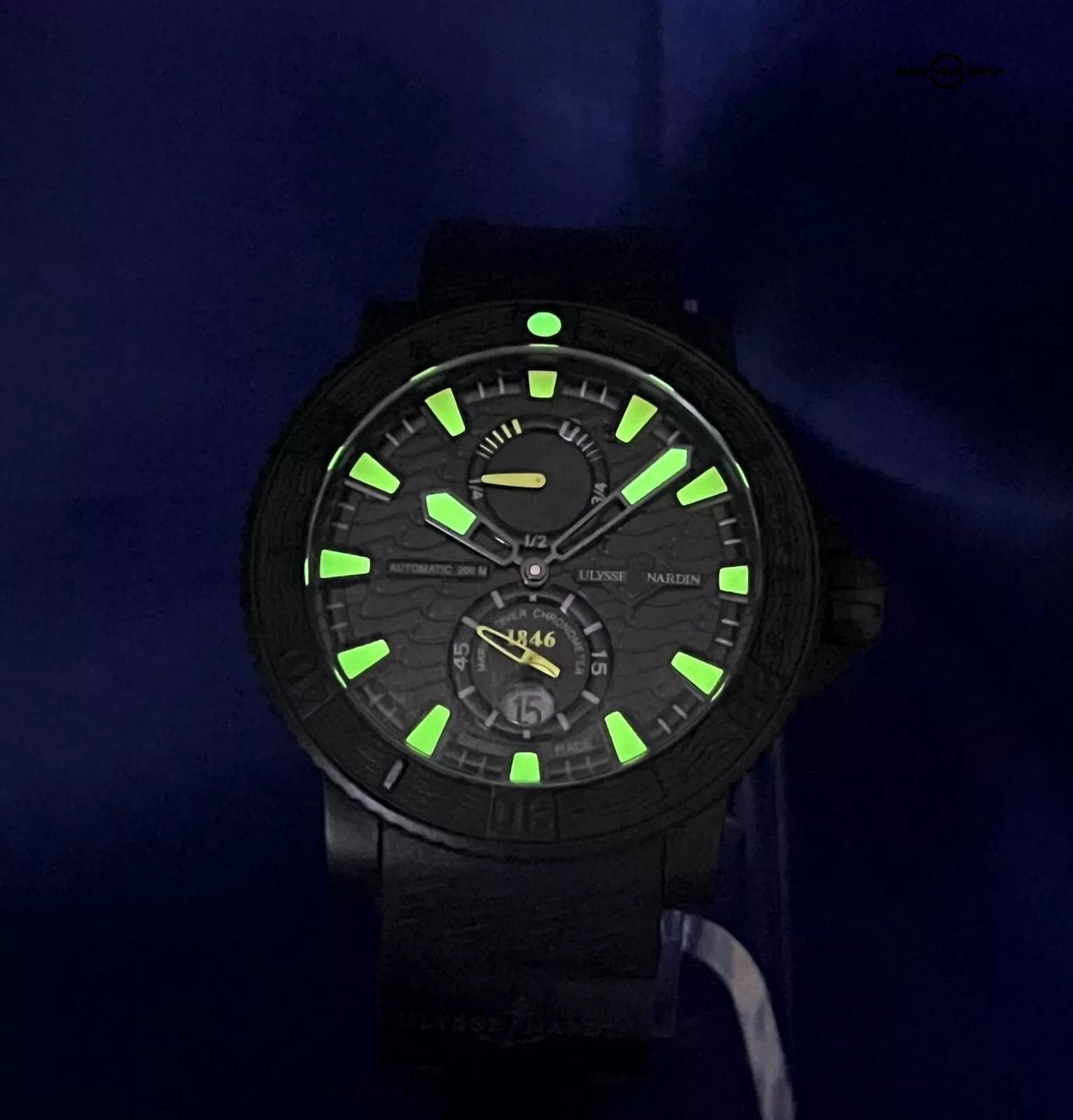 Ulysse Nardin Maxi Marine Diver Black Sea Yellow Rubber Clad Steel 45mm 263-92 - Image 4