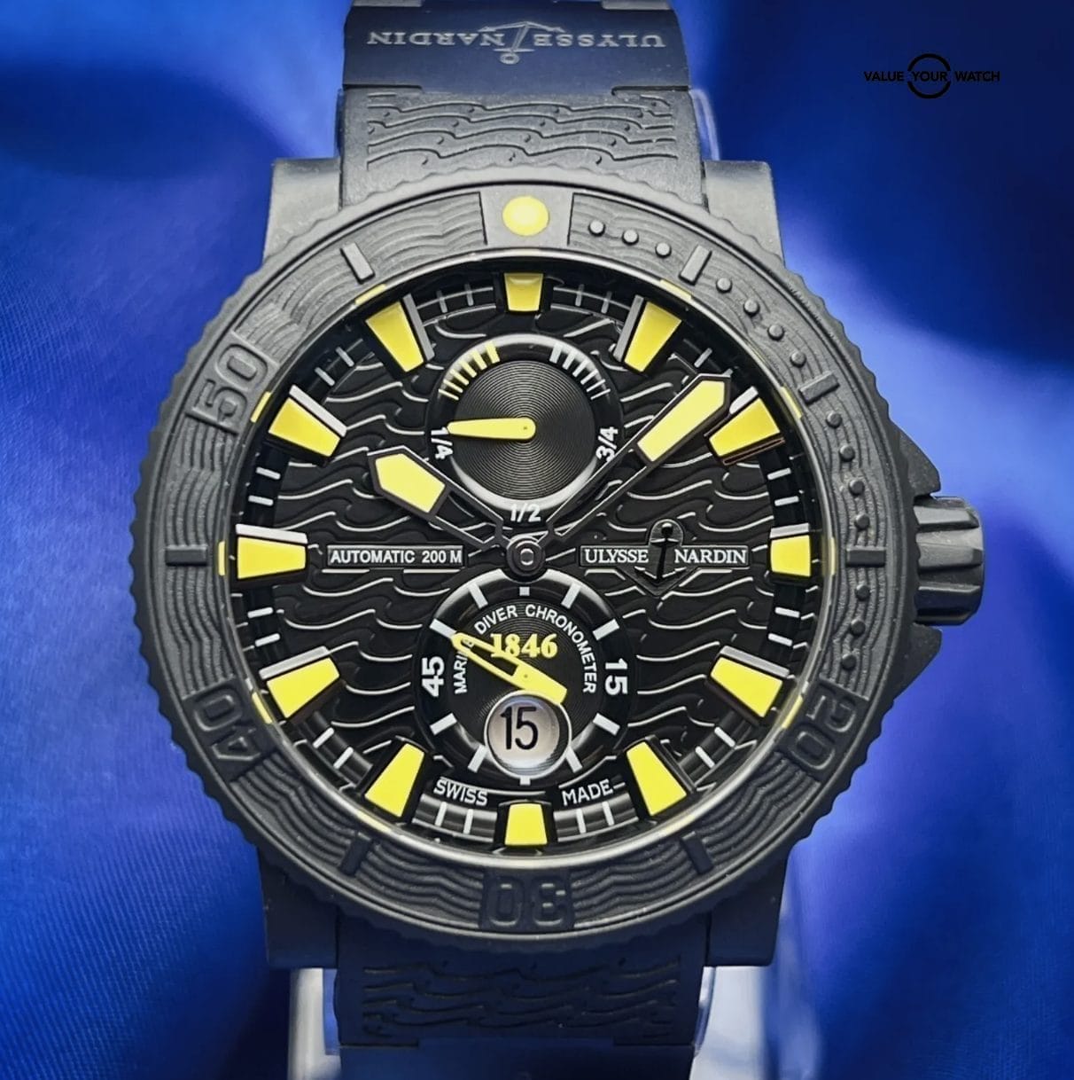Ulysse Nardin Maxi Marine Diver Black Sea Yellow Rubber Clad Steel 45mm 263-92 - Image 12