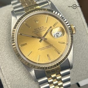 Rolex Datejust 36 16233 18K Yellow Gold &amp; Stainless Steel Champagne Dial!