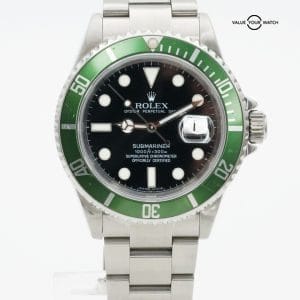 Rolex Submariner Date Kermit 16610LV Stainless Steel Green Bezel Serviced!