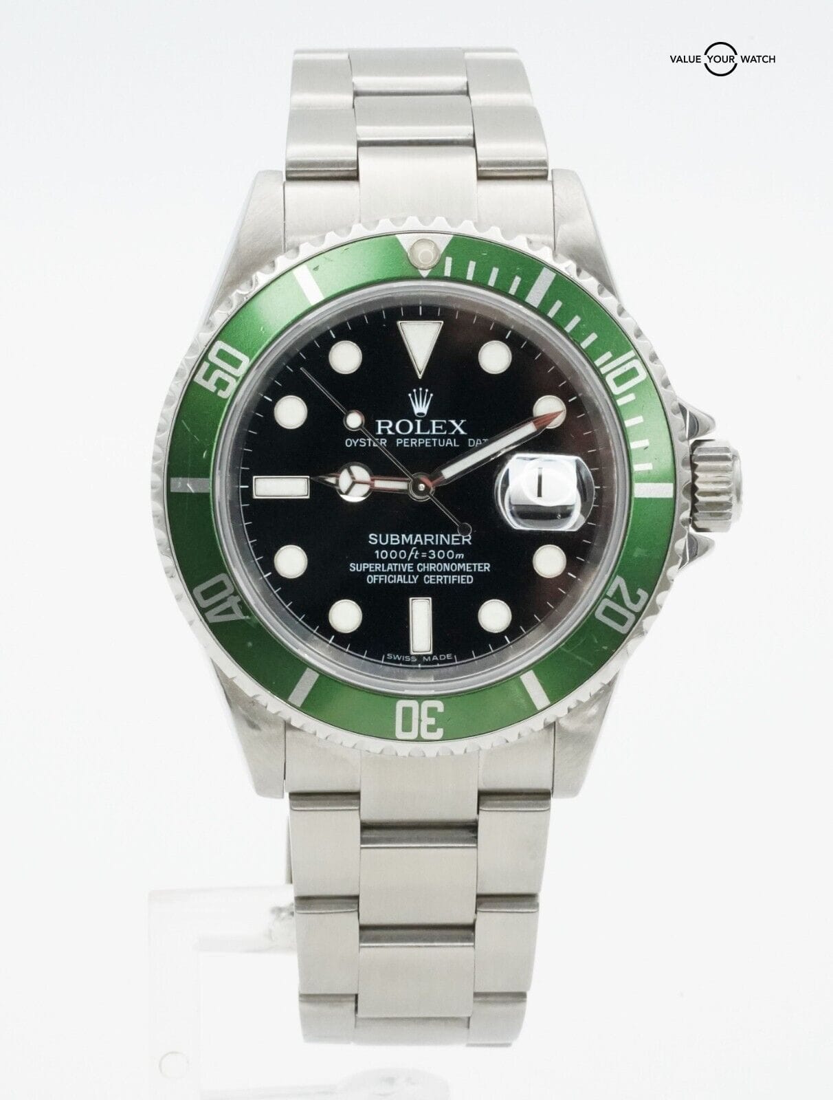 Rolex Submariner Date Kermit 16610LV Stainless Steel Green Bezel Serviced!