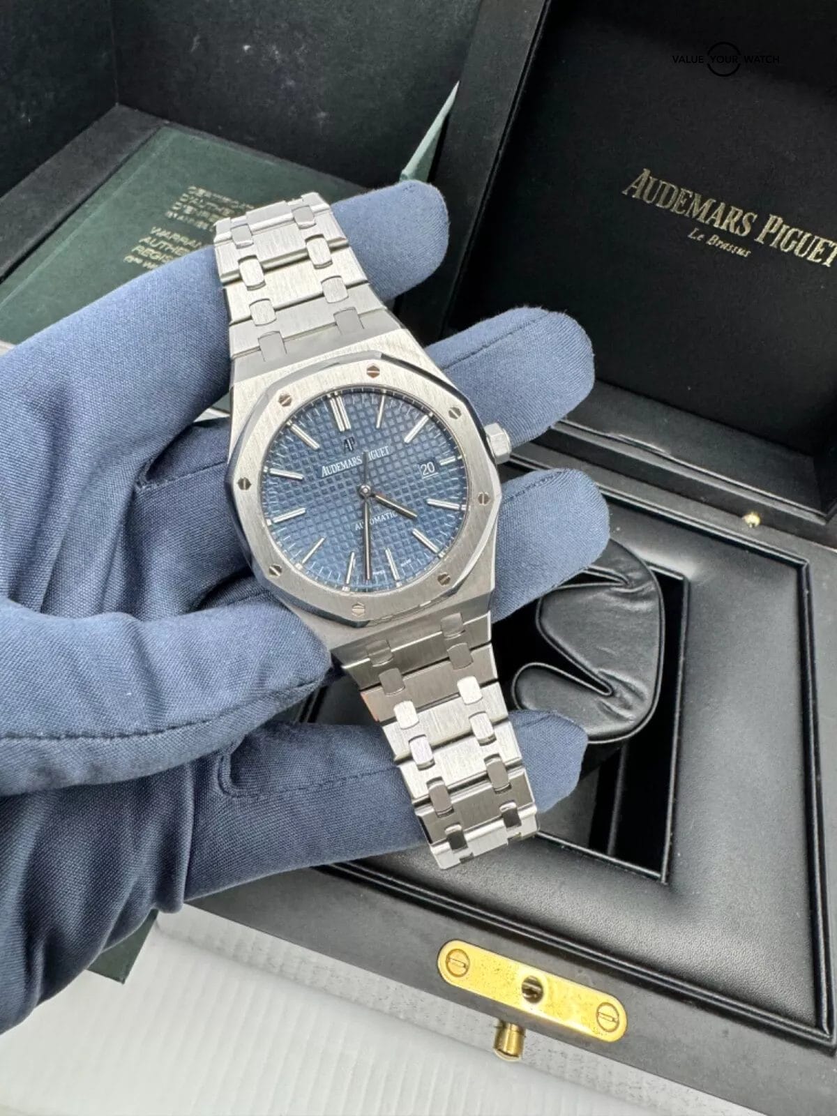 2015 Box Papers Blue Dial Audemars Piguet Royal Oak 41mm Steel 15400ST