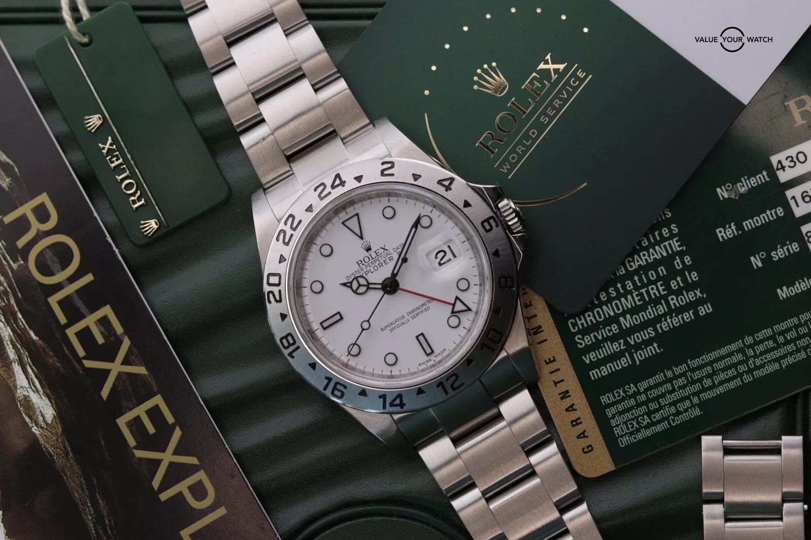 2012 Rolex Explorer II 16570 Polar Engraved Polar 3186 2024 Rolex Service Card Value Your Watch