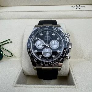 2023 White Gold Rolex Daytona 40MM Black Diamond Dial Oysterflex 126519LN