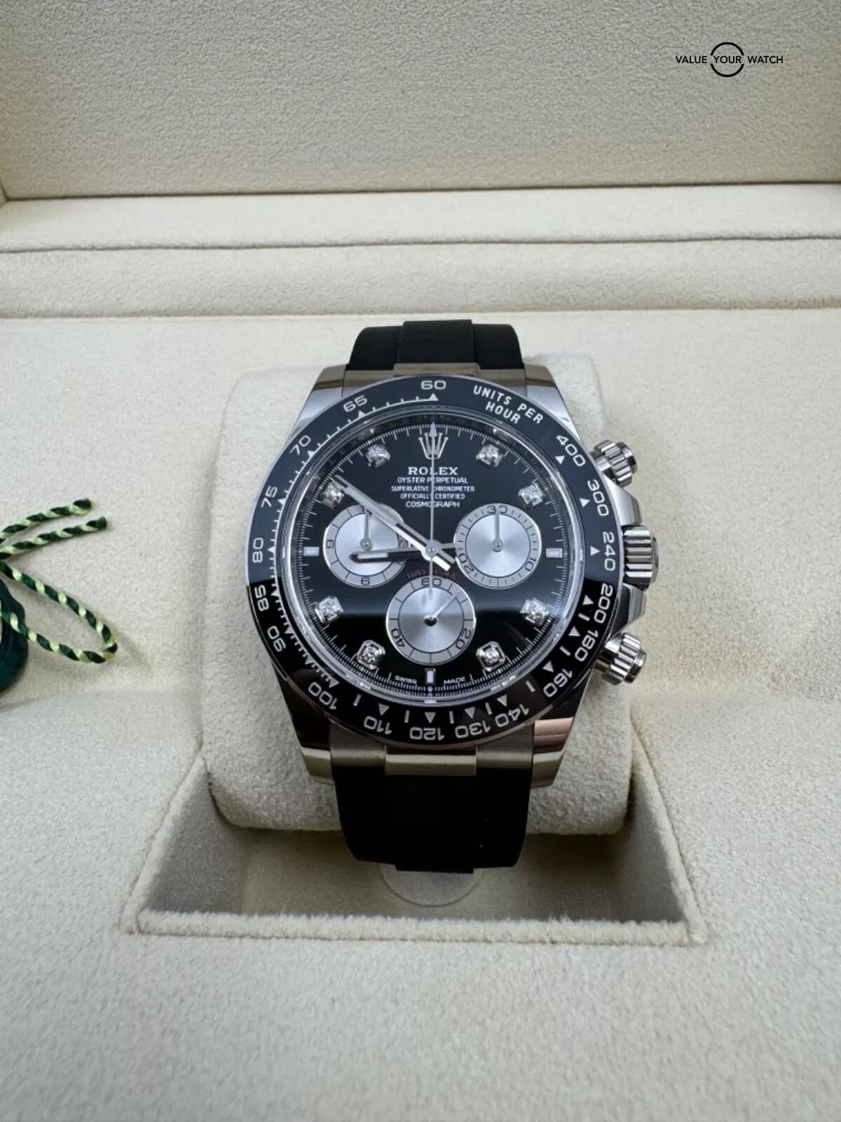 2023 White Gold Rolex Daytona 40MM Black Diamond Dial Oysterflex 126519LN