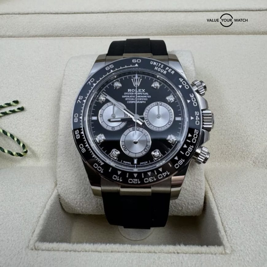 2023 White Gold Rolex Daytona 40MM Black Diamond Dial Oysterflex 126519LN - Image 5