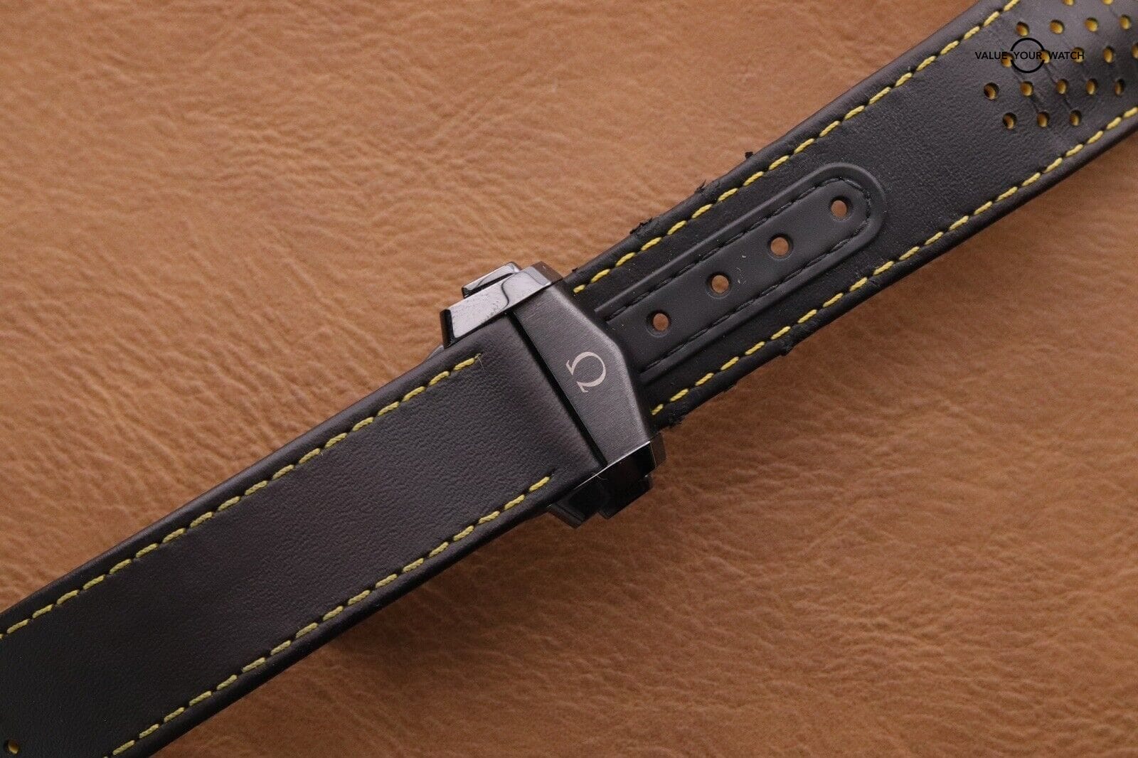 Omega 18mm Black Ceramic Titanium Deployment Buckle Clasp CTZ002303 + Strap