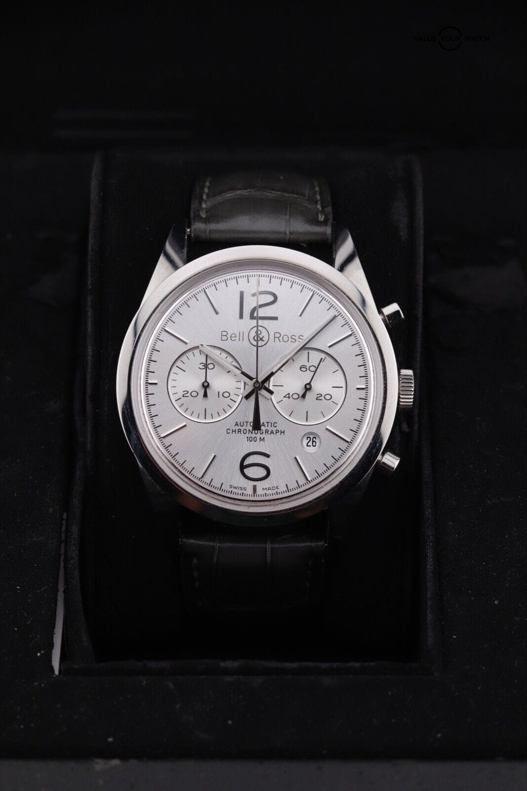 Bell & Ross BR126 Vintage Officer Chrono 41mm Automatic Watch BRG126-WH-ST/SCR