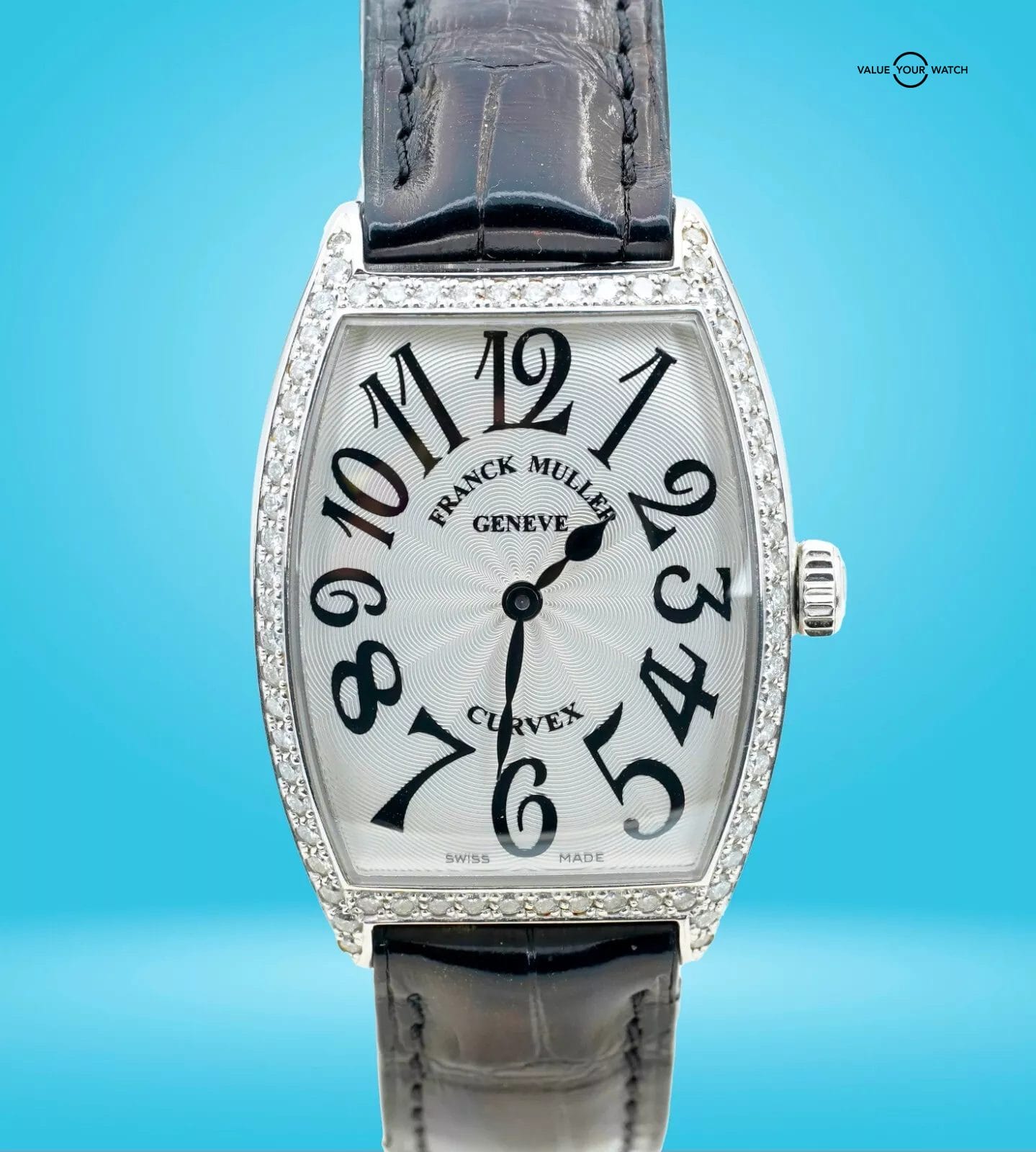 FRANCK MULLER Cintree Curvex Quartz Unisex Diamond Bezel Silver Dial BOX/PAPERS!