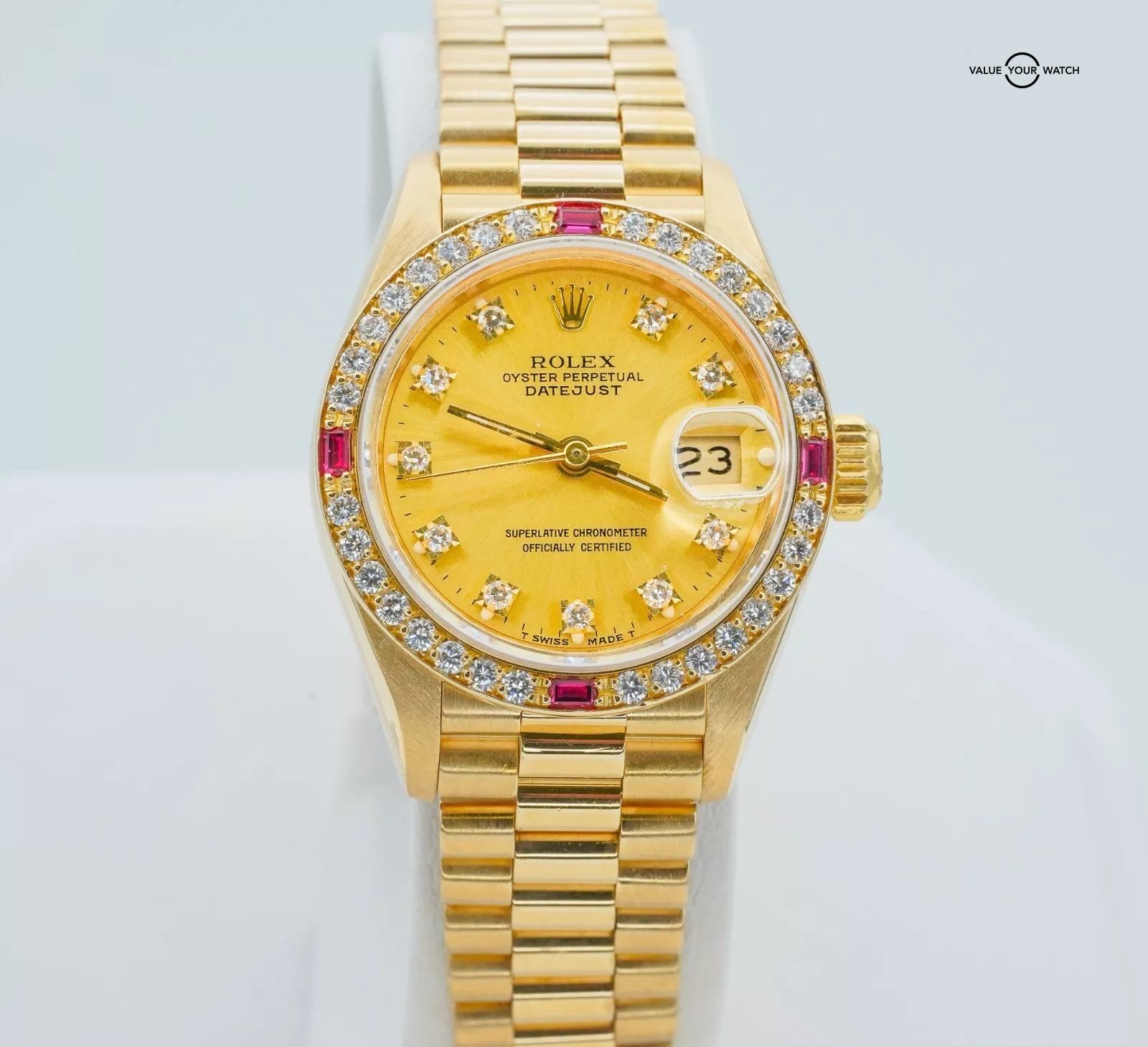 ROLEX Ladies Datejust President 69068 Diamond Dial and Diamond Ruby Bezel!