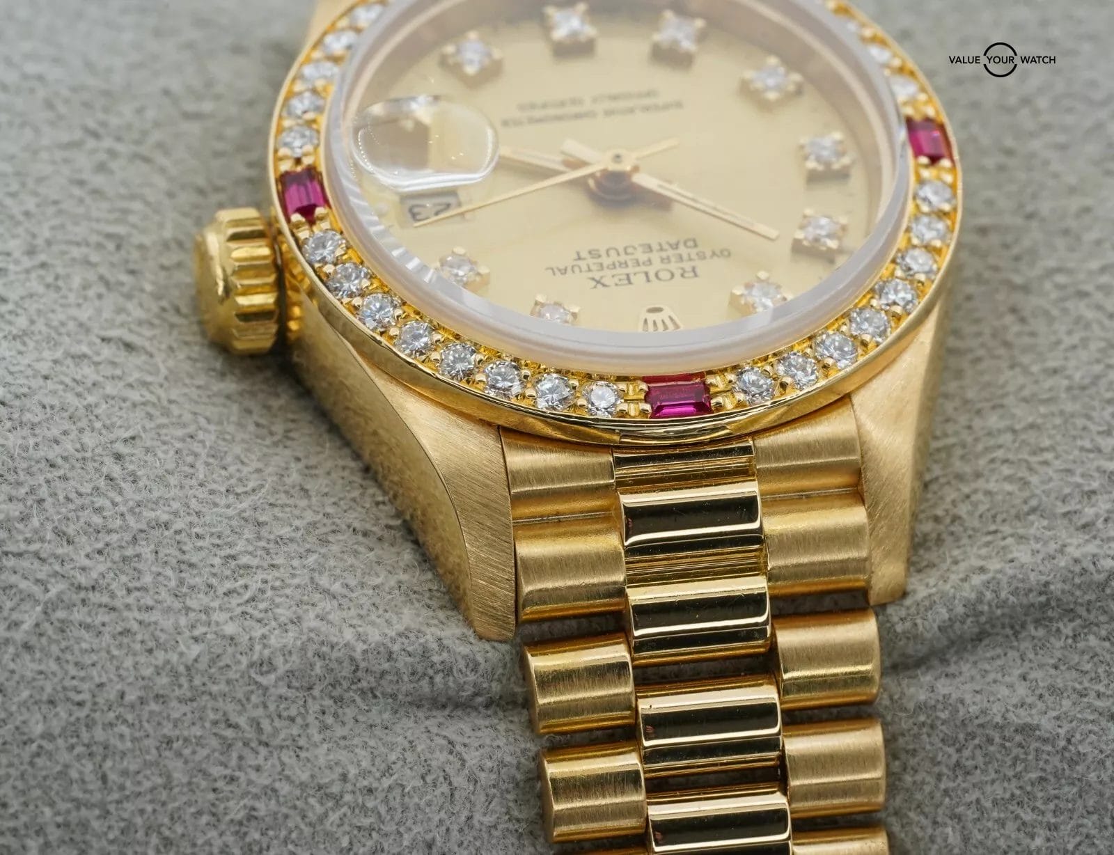 ROLEX Ladies Datejust President 69068 Diamond Dial and Diamond Ruby Bezel! - Image 6