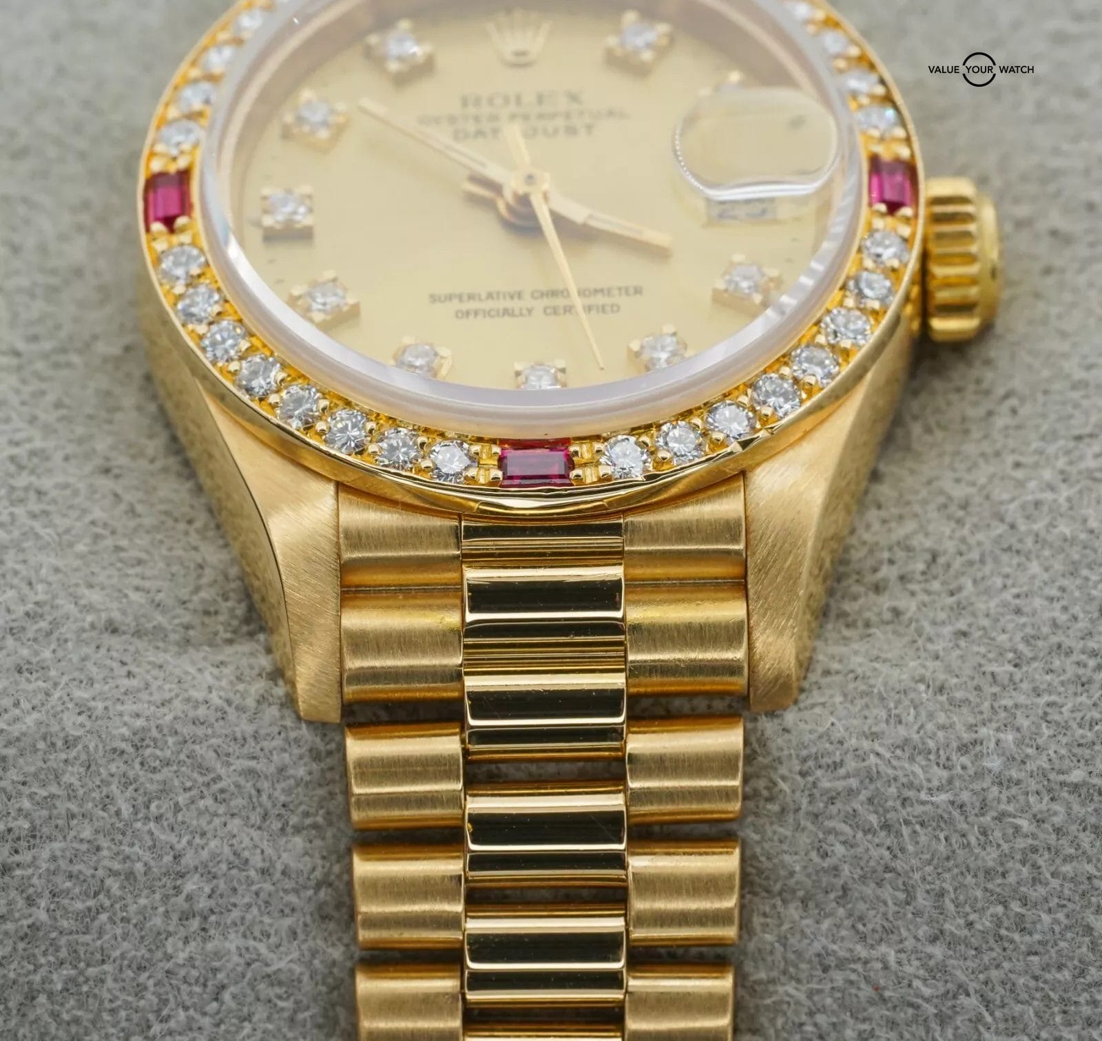 ROLEX Ladies Datejust President 69068 Diamond Dial and Diamond Ruby Bezel! - Image 10