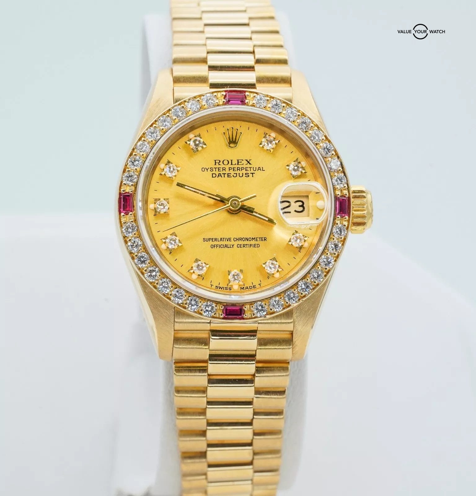ROLEX Ladies Datejust President 69068 Diamond Dial and Diamond Ruby Bezel! - Image 12