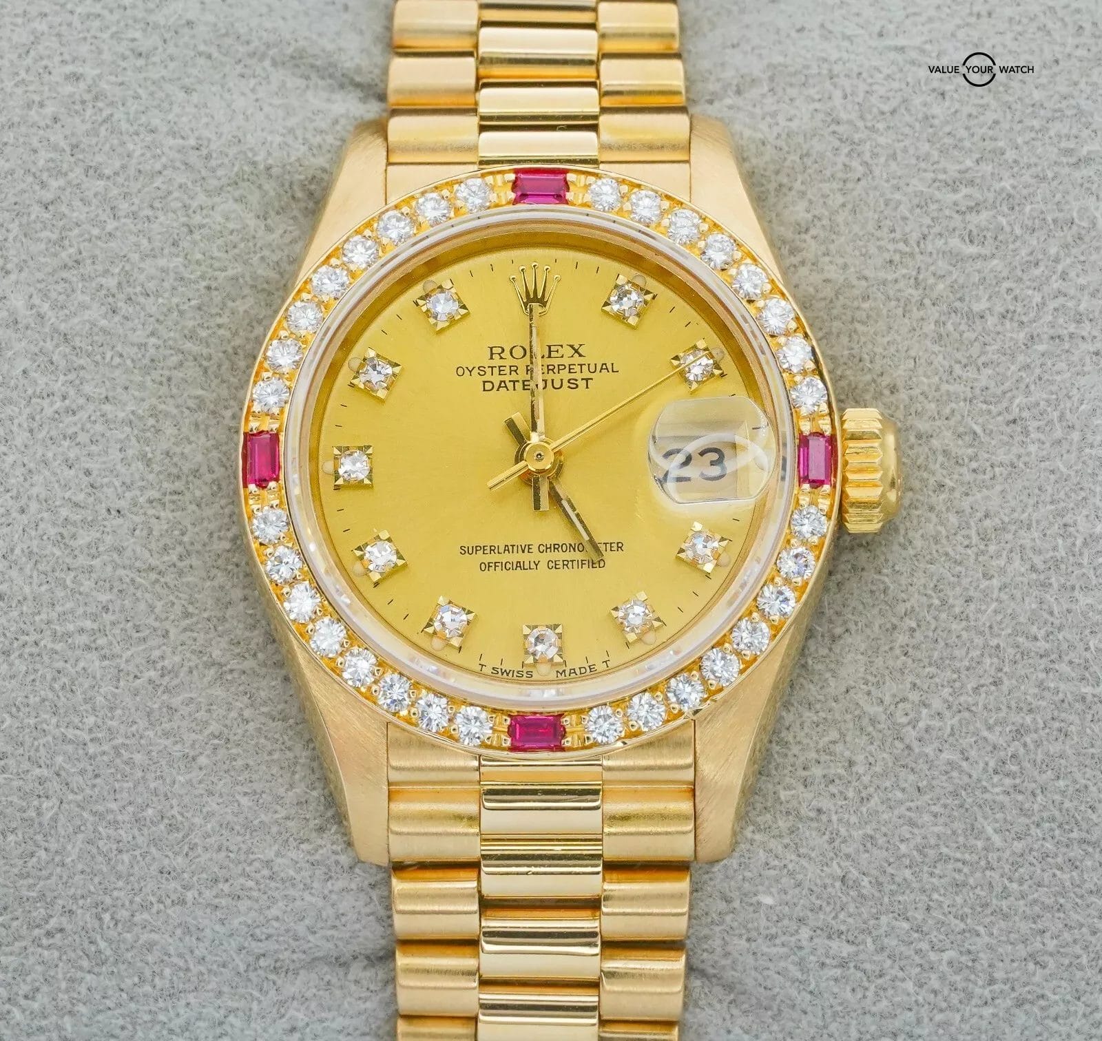 ROLEX Ladies Datejust President 69068 Diamond Dial and Diamond Ruby Bezel! - Image 14