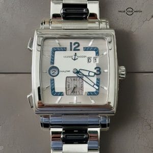 Ulysse Nardin Quadrato Dual Time & Rare Bracelet, Box & Booklets 243-92 ULN92