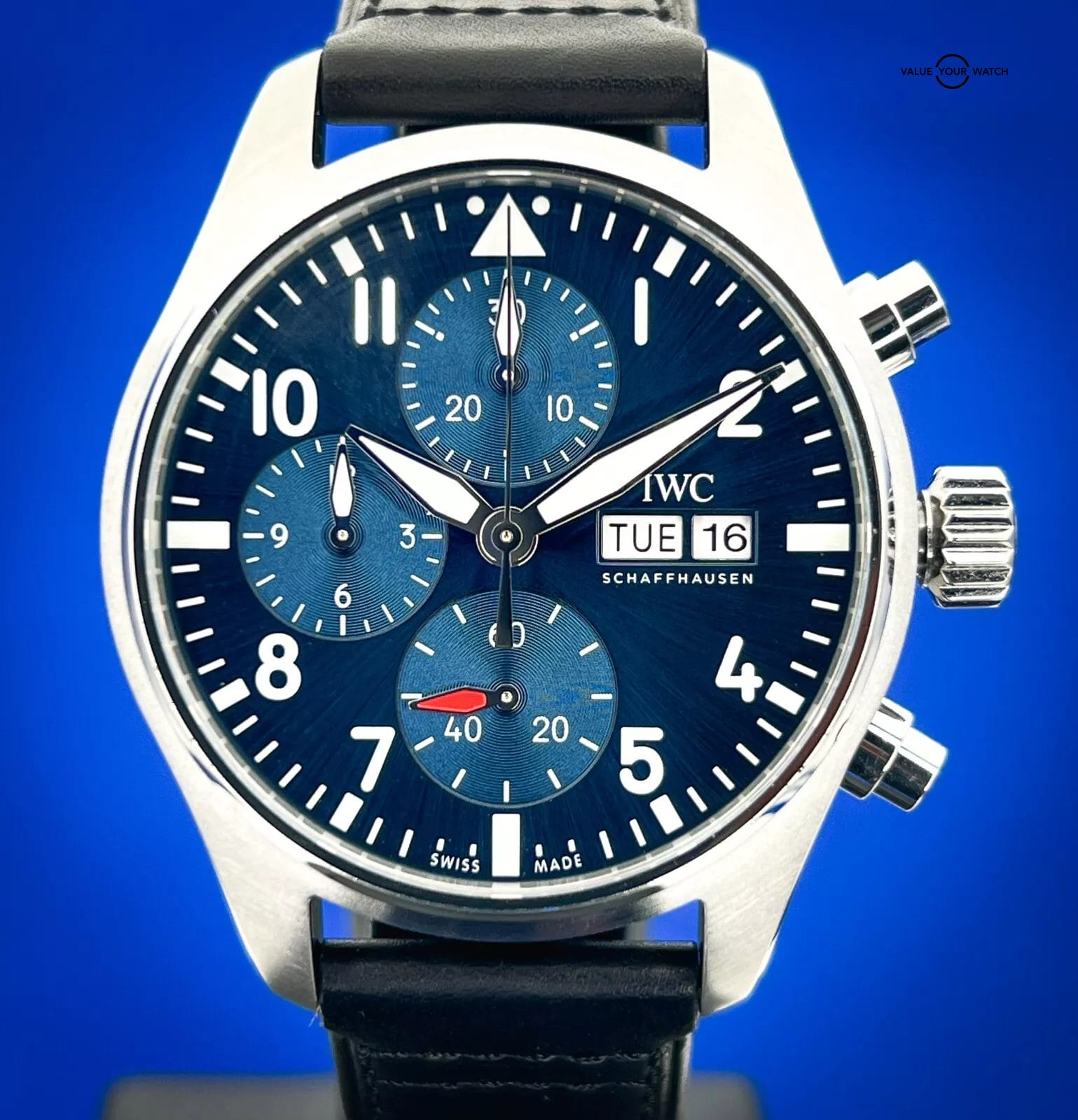 IWC Pilot's Watch Blue Dial Men's Chronograph w/Box and Papers IW388101