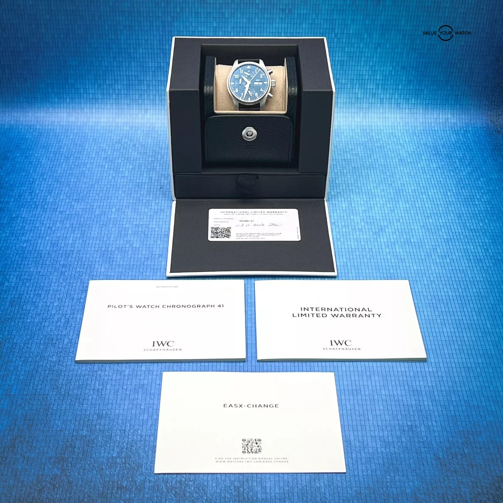 IWC Pilot's Watch Blue Dial Men's Chronograph w/Box and Papers IW388101 - Image 4