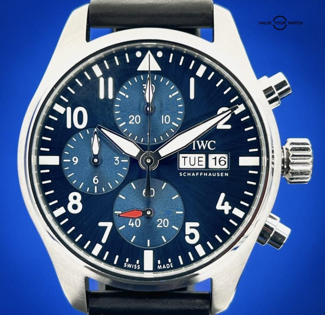 IWC Pilot's Watch Blue Dial Men's Chronograph w/Box and Papers IW388101 - Image 8