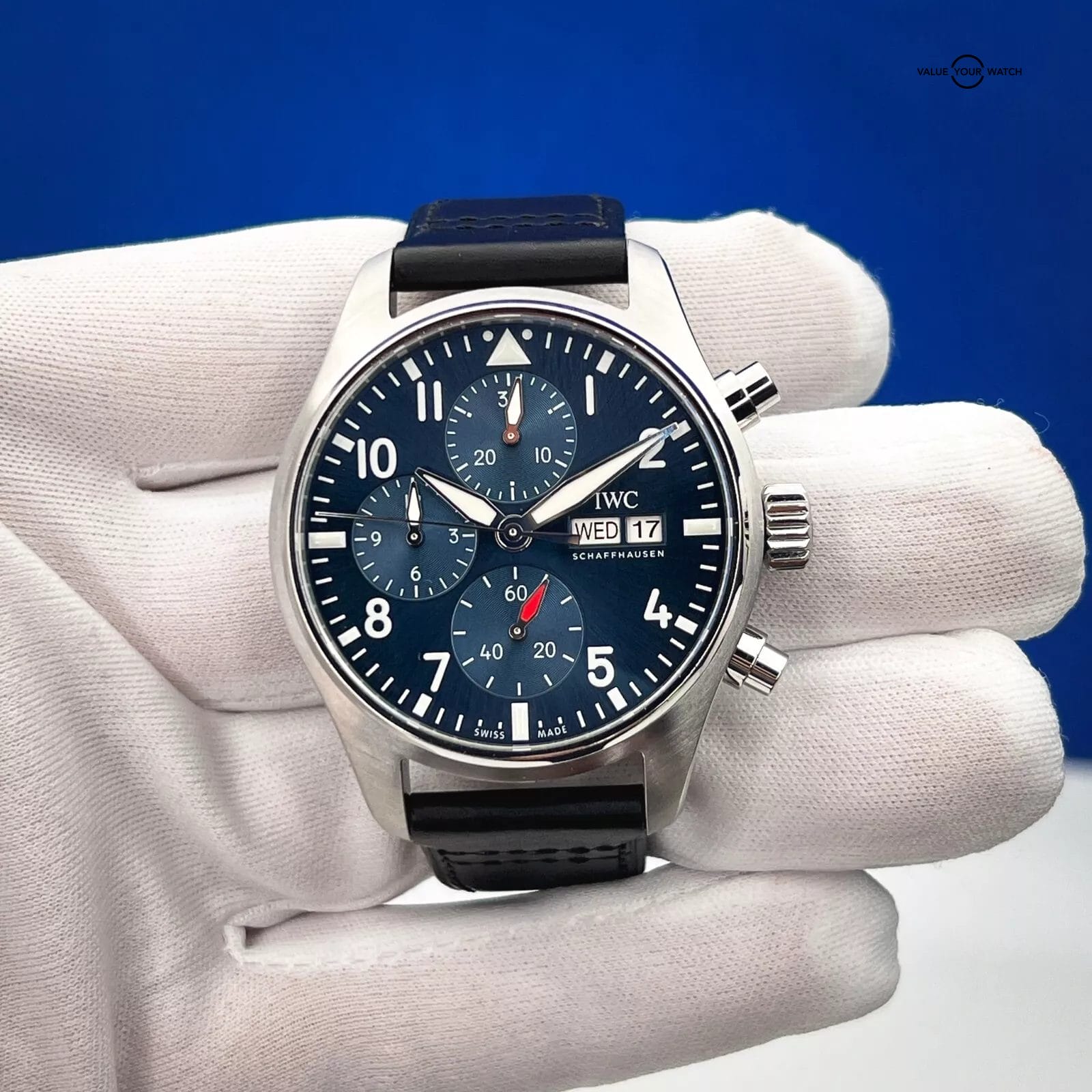 IWC Pilot's Watch Blue Dial Men's Chronograph w/Box and Papers IW388101 - Image 9